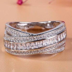 💍 Double Layer Stackable Exquisite Zircon Fashion Cross Rings Women, PD006